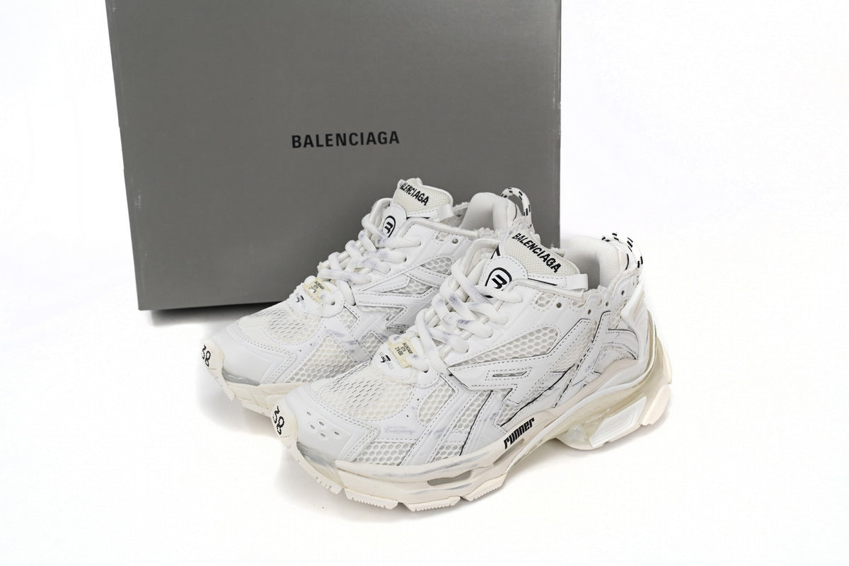 Balenciaga men's shoes Track  Runner Sneaker – Distressed Low-Top   balenciaga runners  White