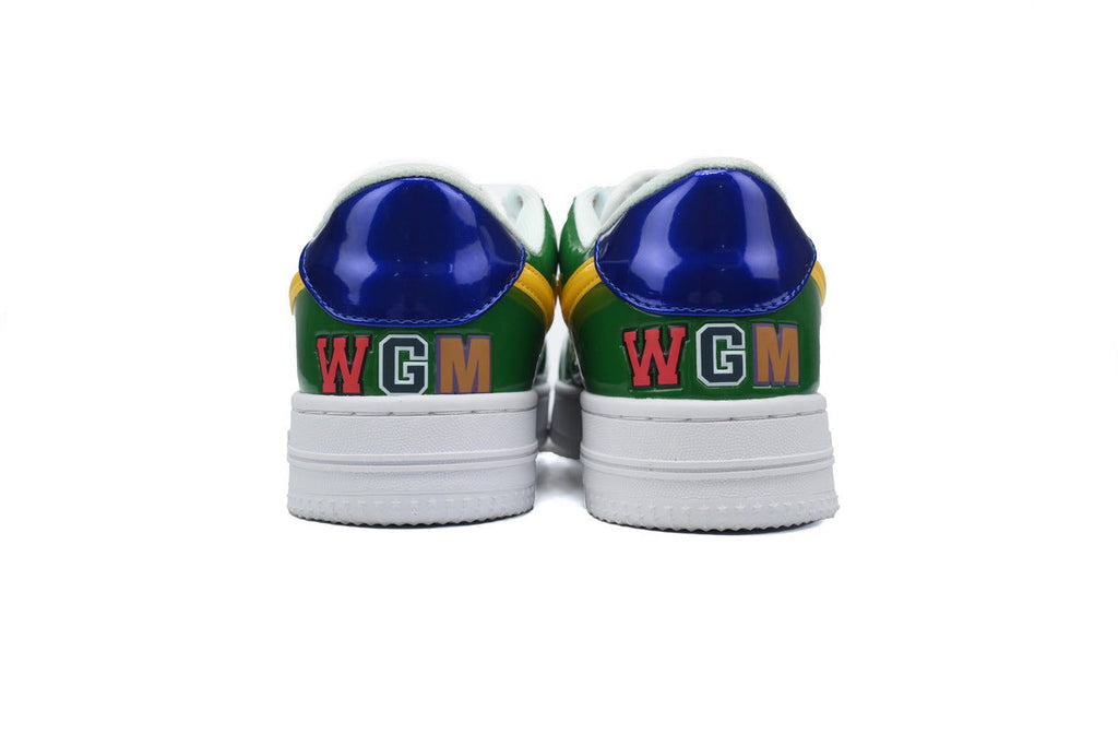 A BATHING APE BAPE STA Glossy Green, Yellow & Blue Shark Sneakers | Women's & Men's Skate-Inspired Shoes