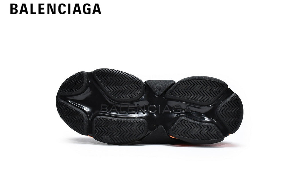 Balenciaga Triple S men's shoes  women sneakers — Black, Orange Logo