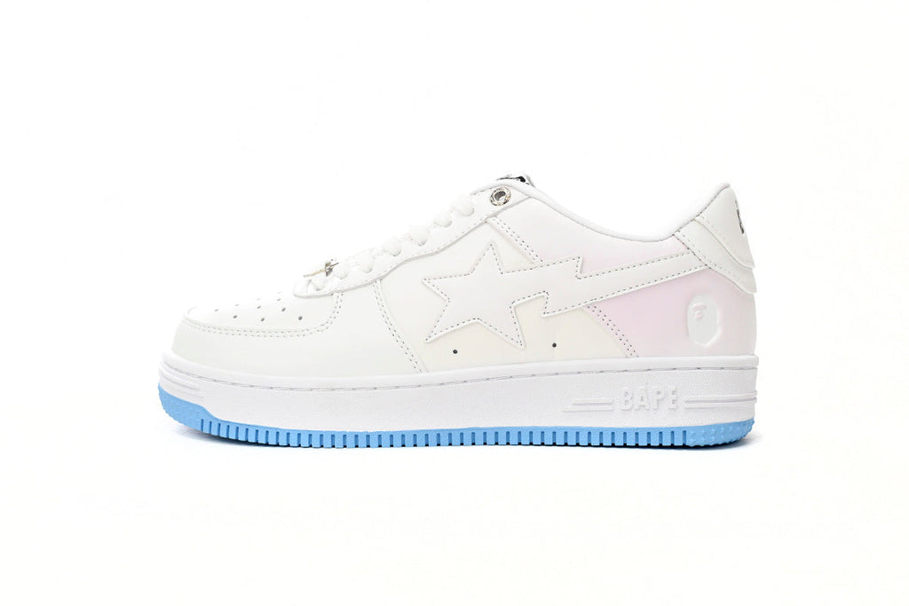 A BATHING APE BAPE STA White Iridescent Pastel Sneakers | Women's & Men's Skate-Inspired Shoes