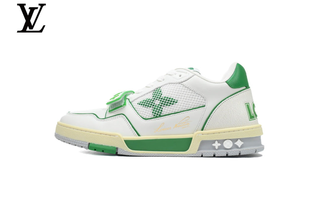 Louis Vuitton Trainer shoes for man  women Sneakers - White and Green Mesh & Leather