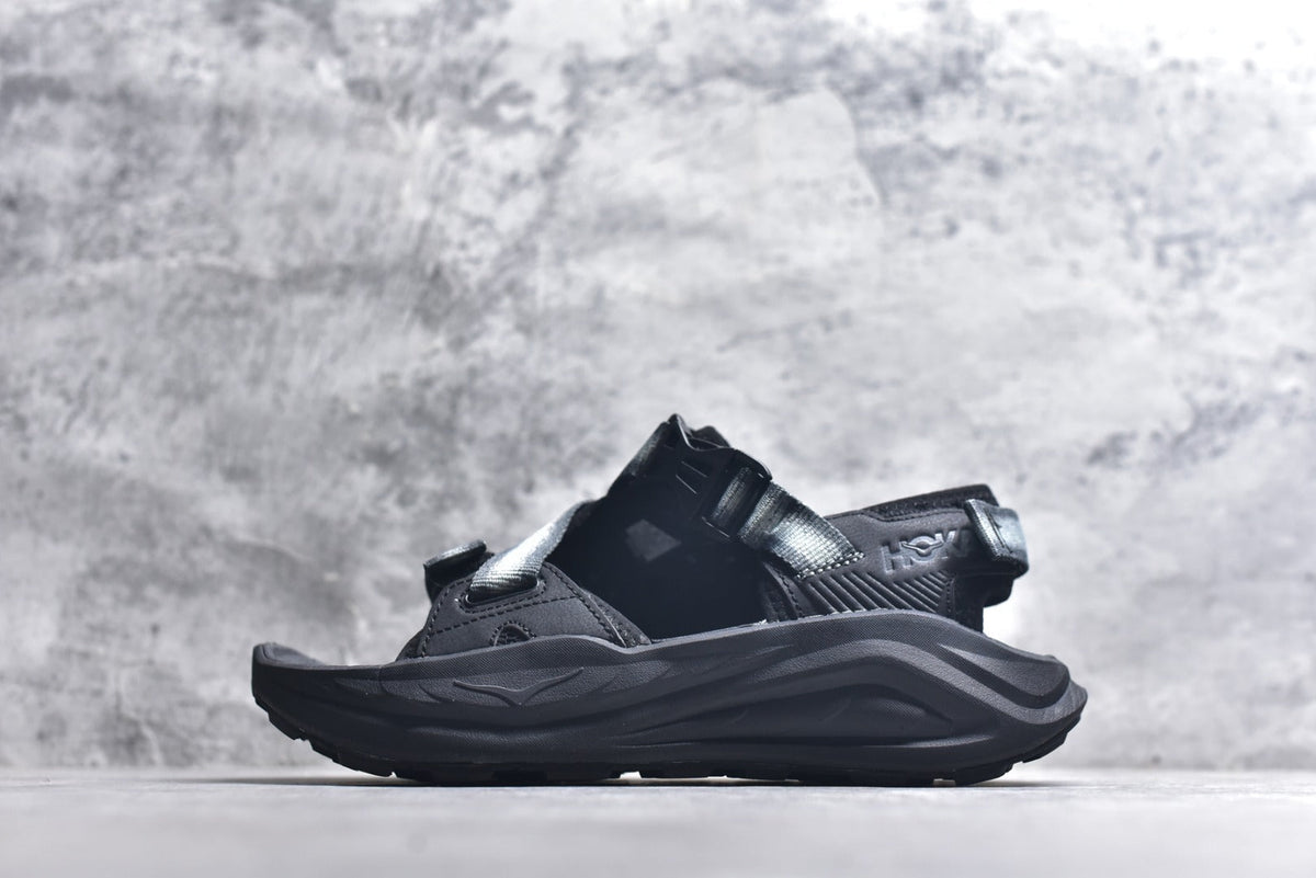 HOKA Recovery Women's Men's Shoes | Black Buckle Strap Sandals