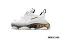 Balenciaga Triple S men's shoes  women sneakers – White, Gold & Clear Sole