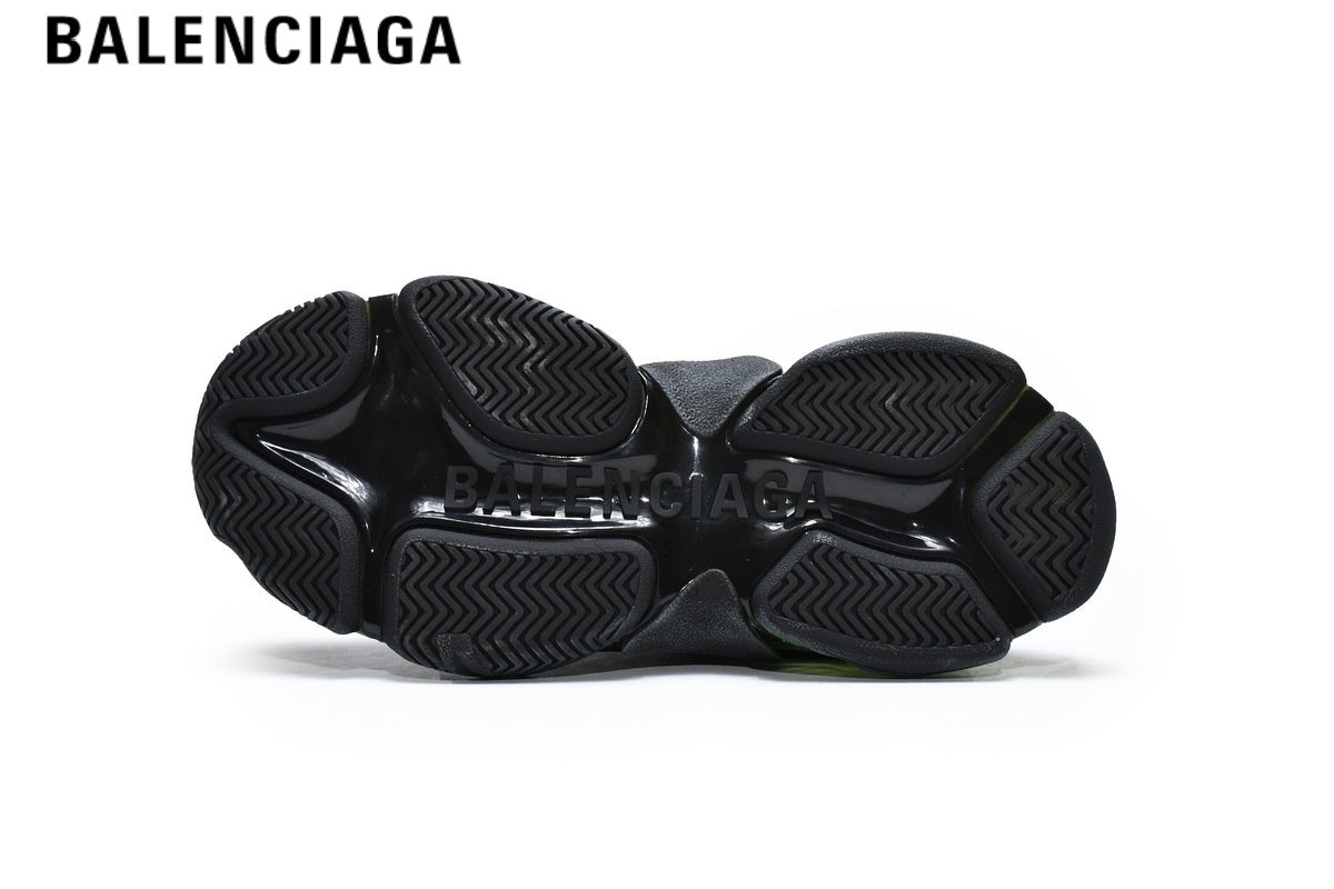 Balenciaga Triple S men's shoes  women sneakers — Black & Green, Clear Sole