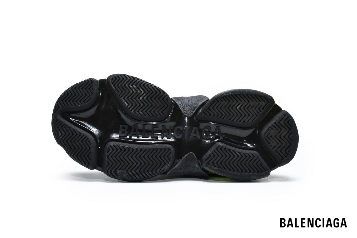 Balenciaga Triple S men's shoes  women sneakers – Black, Green & Clear Sole