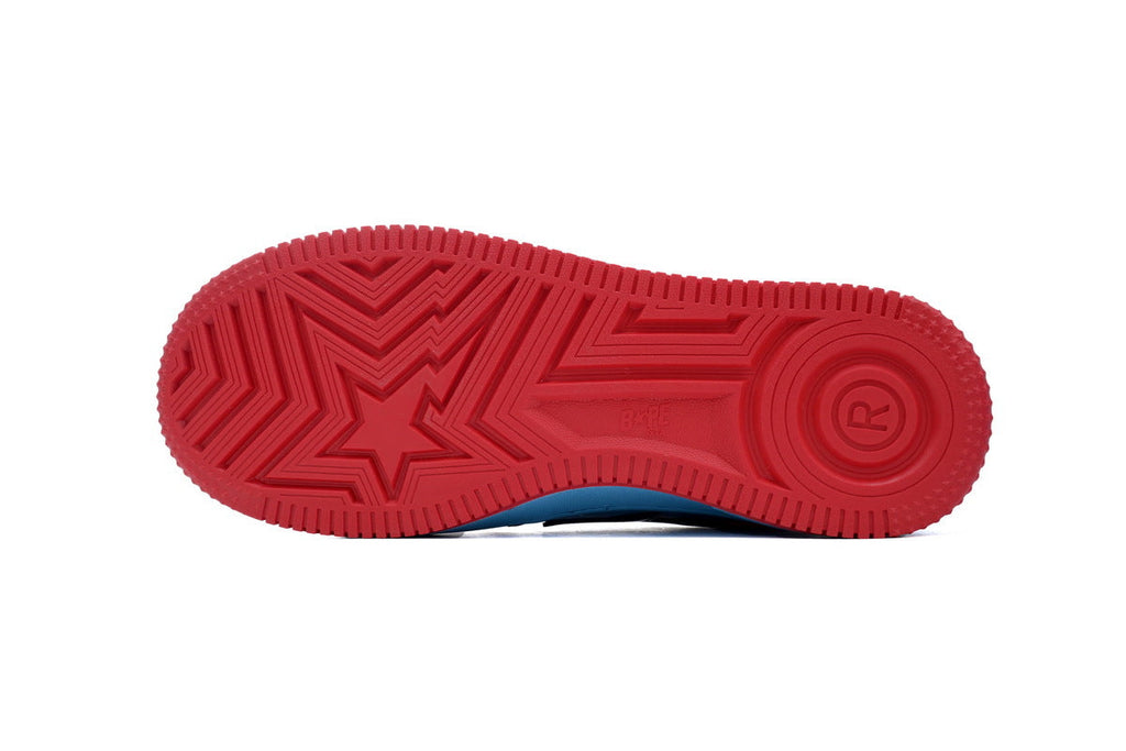 A BATHING APE BAPE STA Glossy Red & Sky Blue Sneakers | Women's & Men's Skate-Inspired Shoes