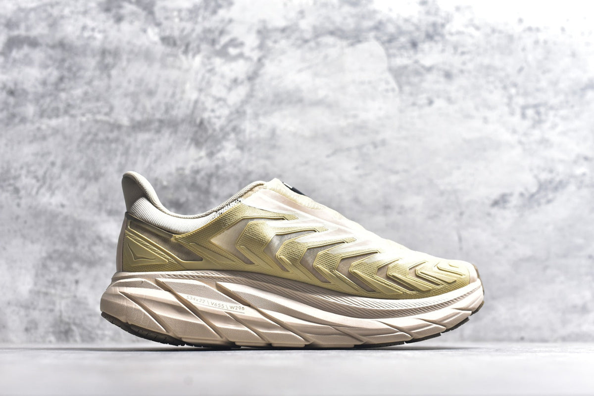 HOKA Clifton Women's Men's Shoes | Beige & Cream Mesh Running Sneakers