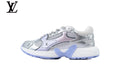 Louis Vuitton Low Top Sneaker – Silver & Lavender Metallic Leather & Mesh with White Midsole