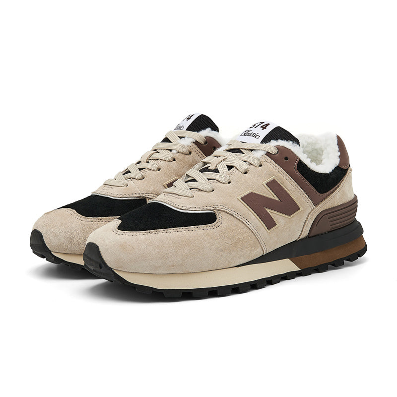 New Balance 574 Women's & Men's Beige Brown & Black Retro Sneakers