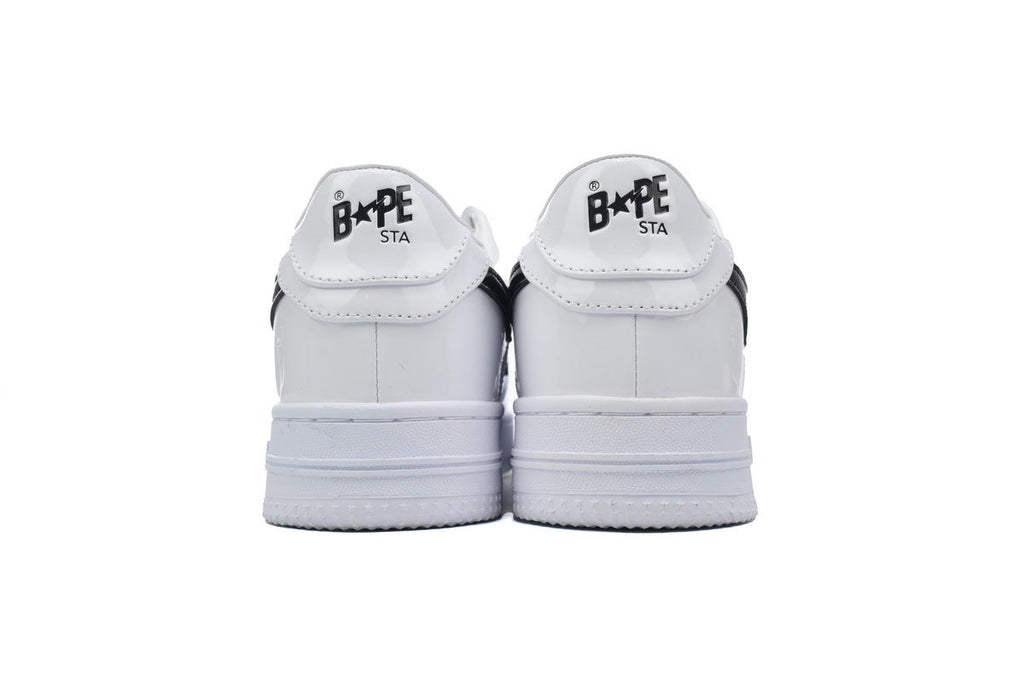 A BATHING APE BAPE STA White & Glossy Black-Star Sneakers | Women's & Men's Skate-Inspired Shoes