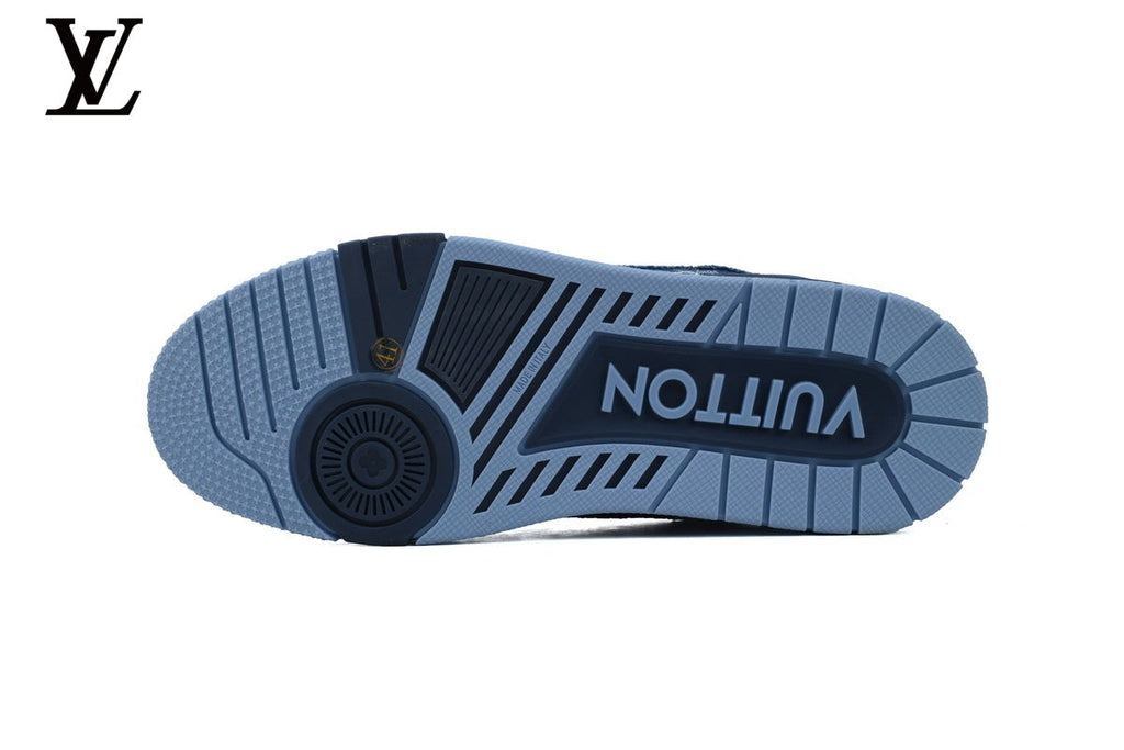 Louis Vuitton Trainer  shoes for man  women Sneaker – Blue Denim Monogram
