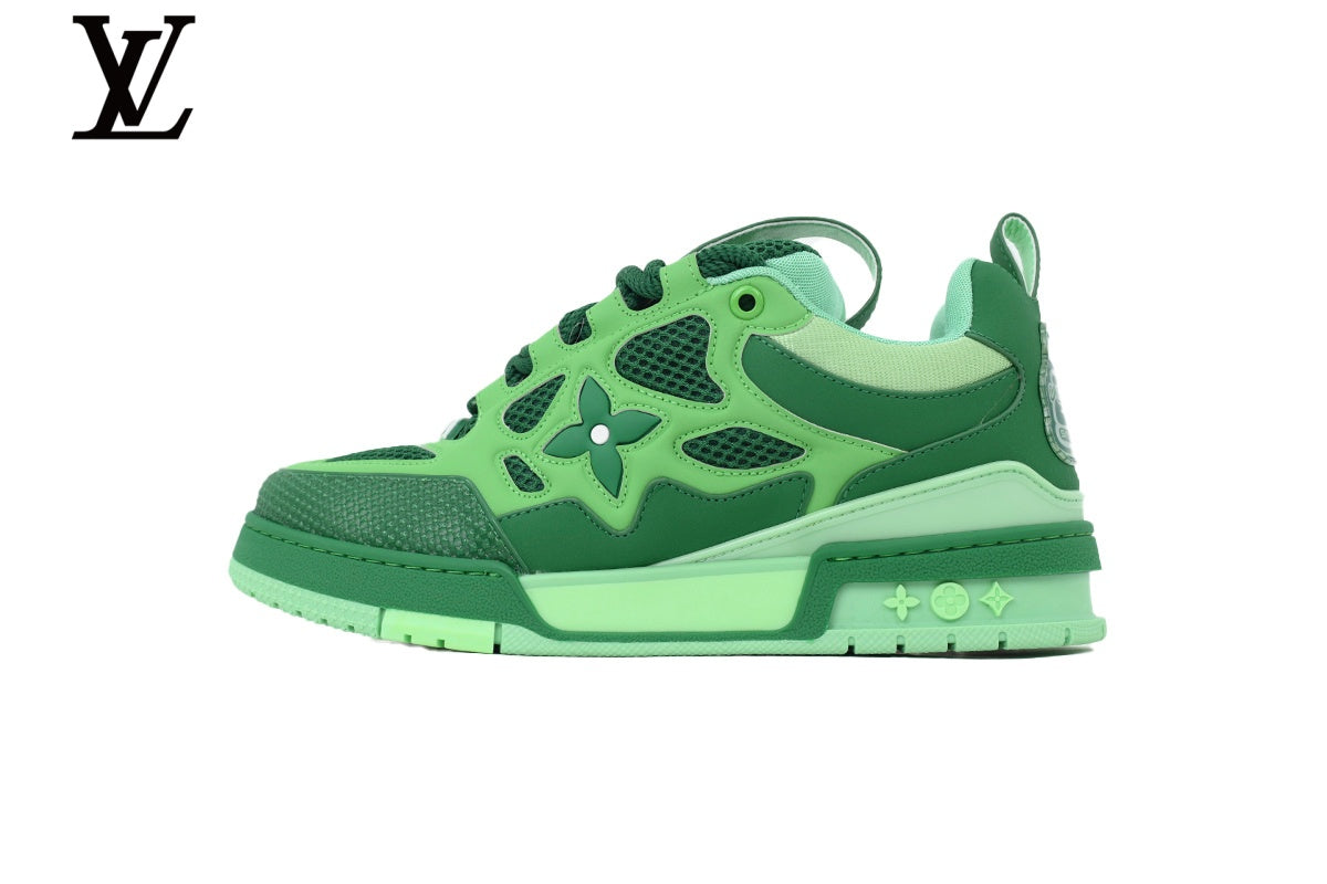 Louis Vuitton Trainer  shoes for man  women Sneaker – Two-Tone Green Mesh & Leather