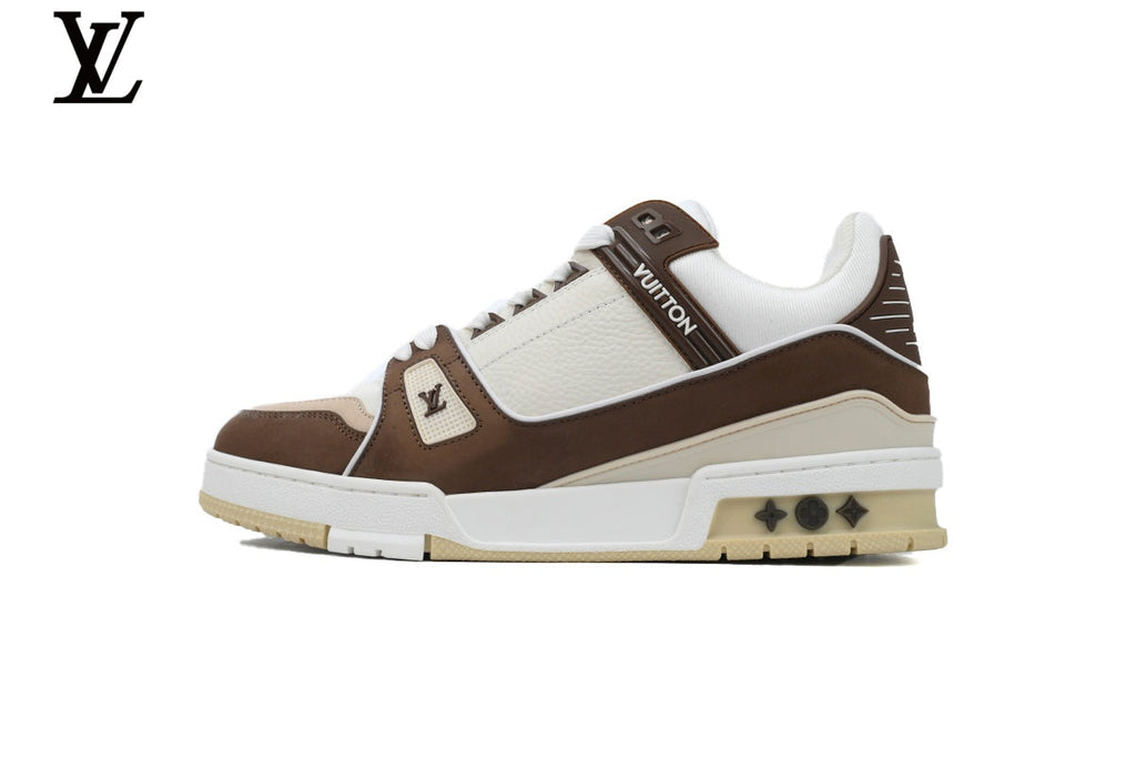 Louis Vuitton LV shoes for man  women Trainer Sneaker – Brown & White