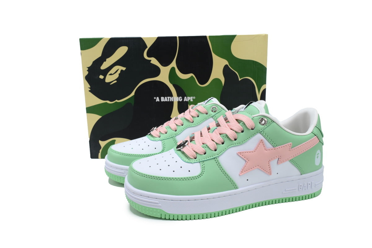 A BATHING APE BAPE STA Mint Green, White & Pink Sneakers | Women's & Men's Skate-Inspired Shoes