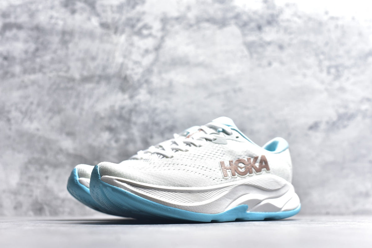 HOKA Rincon 4 Women's Men's Shoes | White & Aqua Blue Mesh Running Sneakers
