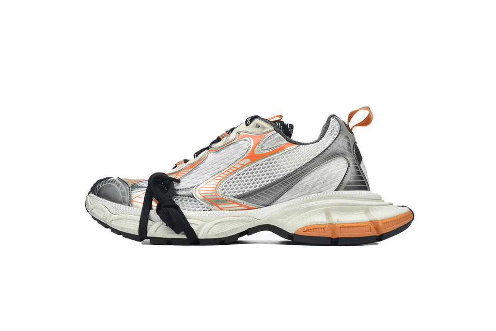 Balenciaga men's shoes Track 3XL Sneaker – Low-Top Chunky Sole runners White-orange